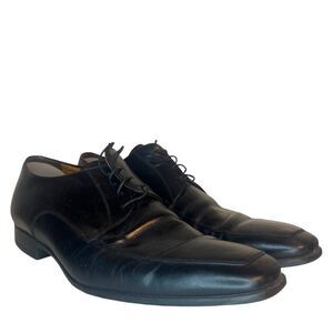 $700 Santoni Italian Leather Dress Shoes 8.5 Prichard Apron Toe Derby Oxford